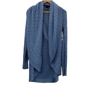 NEW Ralph Lauren Black Label Silk Open Cardigan Sweater L Large Cable Knit